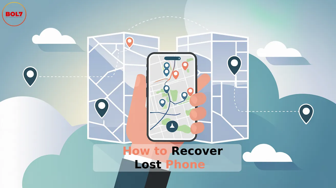 Smartphone displaying map with location pins for tracking and recovering a lost phone using advanced tools and methods.