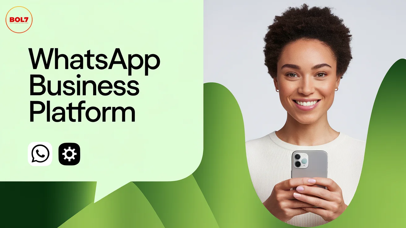 WhatsApp Business Platform dashboard showing automated messaging features and business integrations.